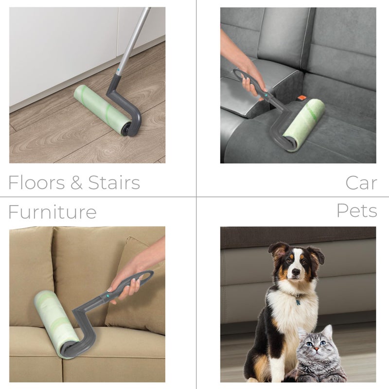 Smart Design Mega Floor Lint Roller Refill - Set of 2 (100 Sheets Total) - Easy-Peel Angled 10 inch Large Adhesive Sticky Sheets - Cleaning, Carpet, Car, Clothes, Dog Cat Fur, and Pet Hair Remover - Image 4